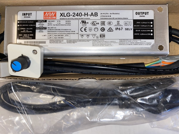 Meanwell XLG-240-H-AB or Meanwell XLG-240-M-AB w/power cord, dimmer, and wago style connectors - FTL Express